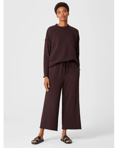 Eileen Fisher Organic Cotton French Terry Wide-leg Pant - Red