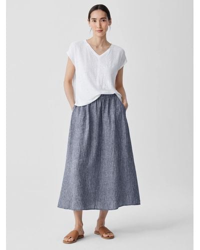 Eileen Fisher Puckered Organic Linen Pocket Skirt - Blue
