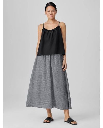 Eileen Fisher Puckered Organic Linen Pocket Skirt - Gray