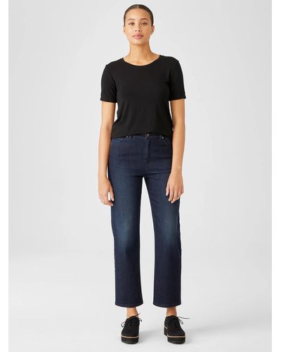 Eileen Fisher Organic Cotton Stretch Straight Ankle Jean - Blue