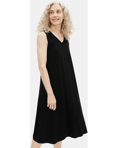 Eileen Fisher Viscose Jersey V-neck Flare Dress - Black