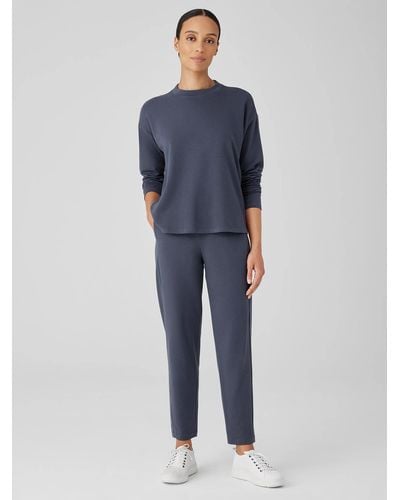 Eileen Fisher Cozy Brushed Terry Hug Slouchy Pant - Blue