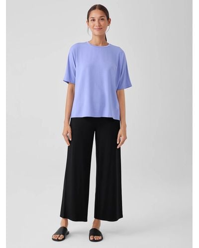 Eileen Fisher Stretch Jersey Knit Wide-leg Pant - Natural