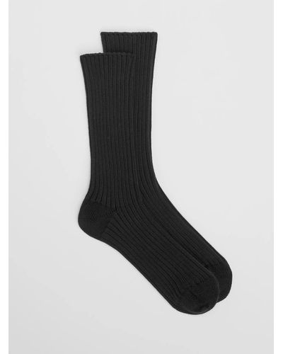 Eileen Fisher Cotton Ribbed Trouser Sock - Black