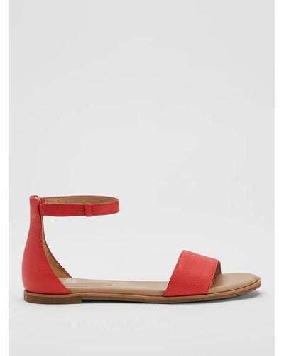 Eileen Fisher Razz Tumbled Leather Ankle-strap Sandal - Red