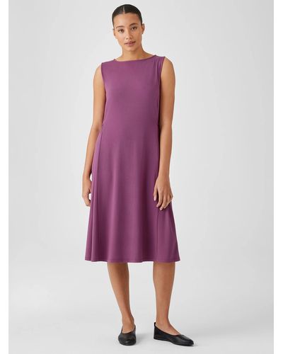 Eileen Fisher Viscose Jersey Sleeveless Tie Dress - Purple