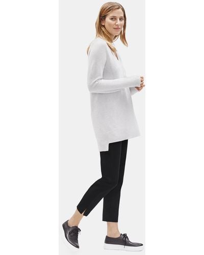 Eileen Fisher Organic Cotton Slim Ankle Pant - White