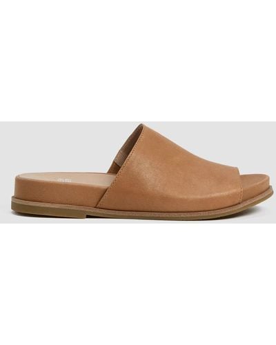 Eileen Fisher Dotes Tumbled Leather Wedge Sandal - Brown