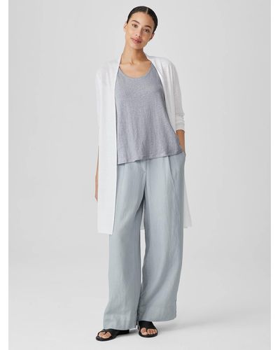 Eileen Fisher Garment Dyed Organic Linen Trouser Pant - Blue