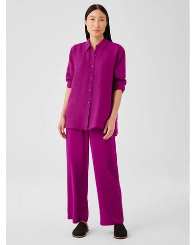 Eileen Fisher Silk Georgette Crepe Straight Pant - Purple