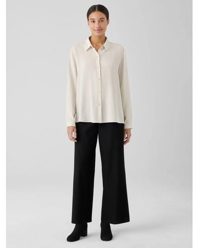 Eileen Fisher Washable Stretch Crepe Wide-leg Pant - White