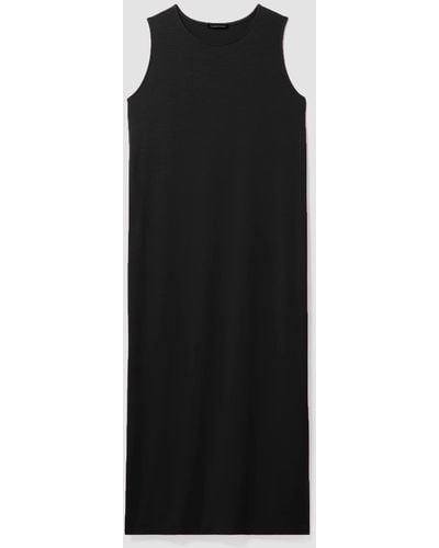 Eileen Fisher Stretch Jersey Knit Round Neck Dress - Black