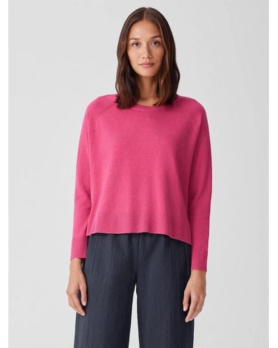 Eileen Fisher Organic Linen Cotton Raglan-sleeve Top - Pink