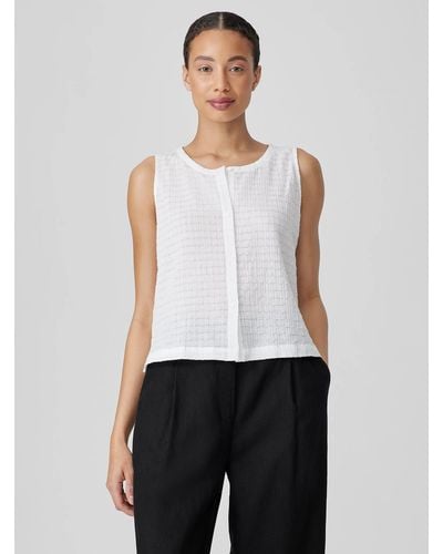 Eileen Fisher Organic Cotton Voile Box Vest - White