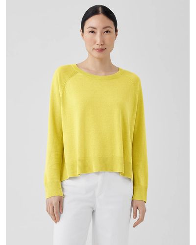 Eileen Fisher Organic Linen Cotton Raglan-sleeve Top - Yellow