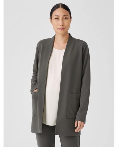 Eileen Fisher Washable Flex Ponte High Collar Jacket - Gray