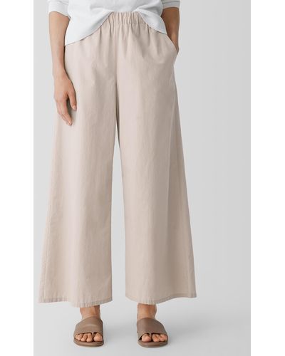 Eileen Fisher Washed Organic Cotton Poplin Wide-leg Pant - Multicolor