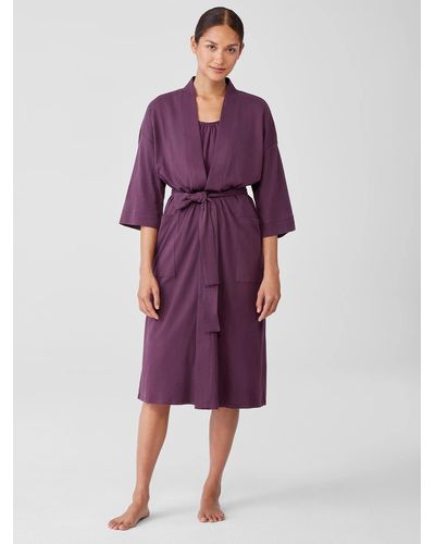 Eileen Fisher Organic Cotton Interlock Sleep Robe - Purple