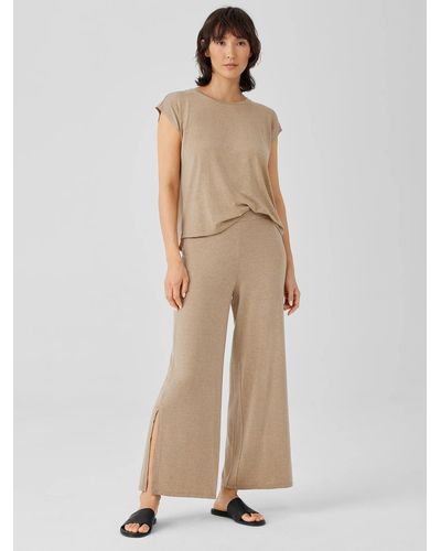 Eileen Fisher Fine Jersey Pant With Slits - Natural