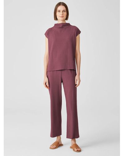 Eileen Fisher Washable Stretch Rib Straight Pant - Blue