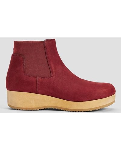 Eileen Fisher Words Oiled Nubuck Clog Bootie - Red