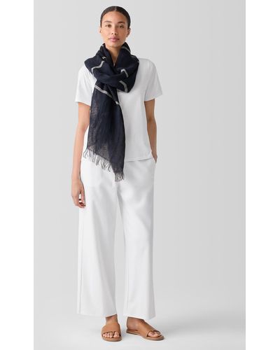 Eileen Fisher Striped Airy Linen Scarf - White