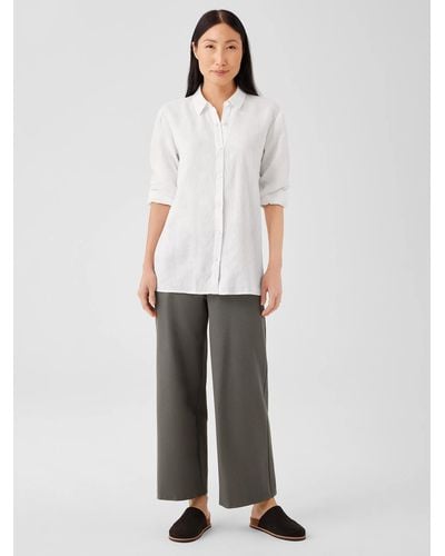 Eileen Fisher Washable Stretch Crepe Wide-leg Pant - White