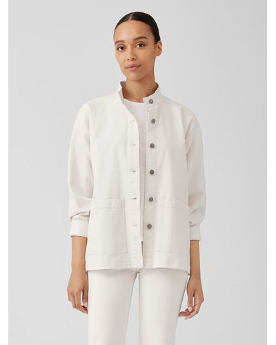 Eileen Fisher Undyed Organic Cotton Denim Jacket - White