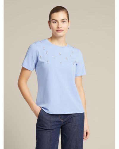 Elena Miro T-shirt con ricamo floreale - Blu