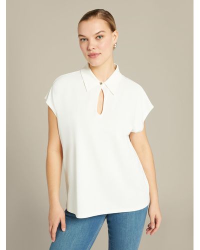 Elena Miro T-shirt con apertura davanti - Bianco