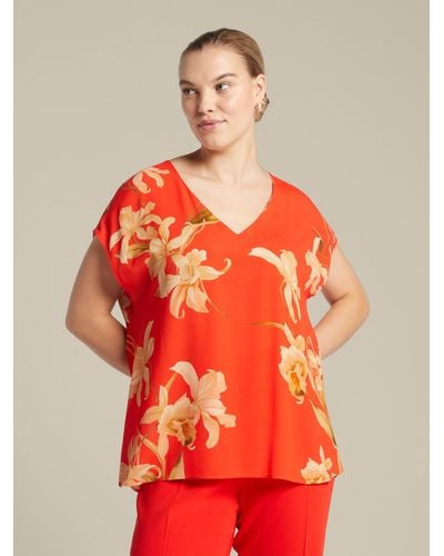 Elena Miro Blusa stampata in crêpe de chine - Rosso