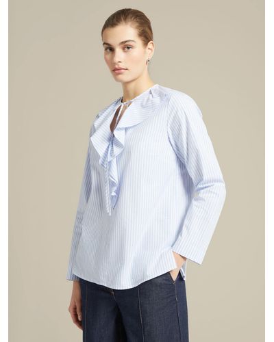 Elena Miro Blusa a righe con jabot - Bianco