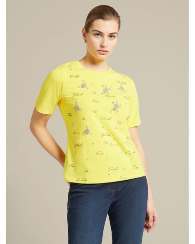 Elena Miro T-shirt con stampa e ricamo - Giallo