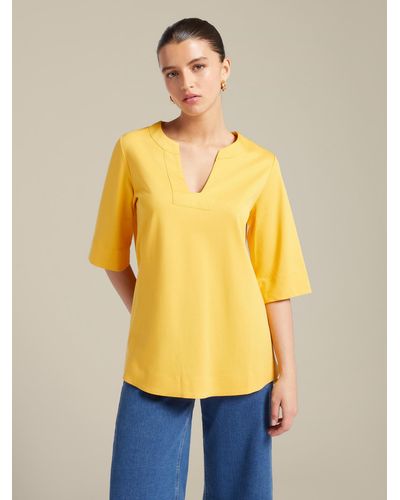 Elena Miro T-shirt ampia con scollo a Y - Giallo