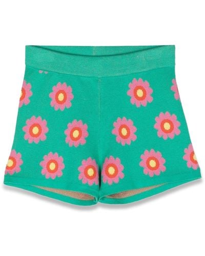 Stella McCartney Knitted Flower Shorts - Green