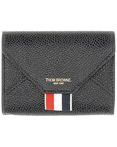 Thom Browne Card Holder With Logo - Gray