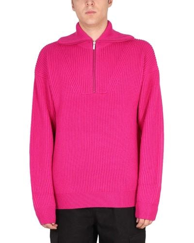 Drole de Monsieur Ribbed Sweater. - Pink