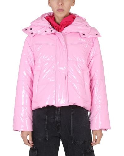 MSGM Down Jacket With Hood - Pink