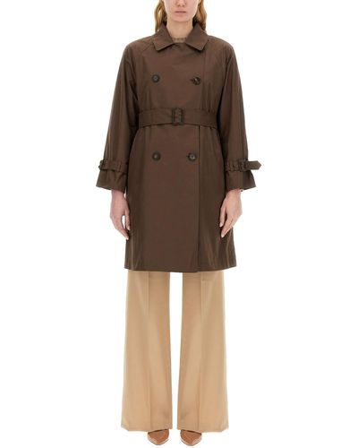 Max Mara Double-Breasted Trench Coat "The Cube" - Brown