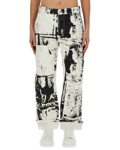 Alexander McQueen Workwear Jeans With Fold Print - Black