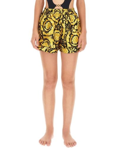 Versace Silk Pajama Shorts - Yellow