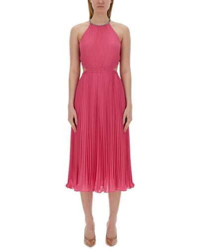 MICHAEL Michael Kors Pleated Georgette Dress With Cut-Out Details - Pink