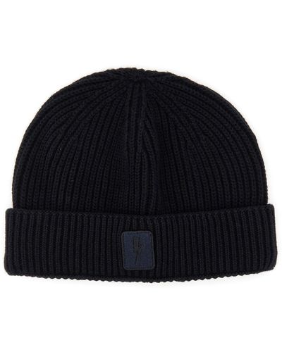 Neil Barrett Beanie Hat With Logo - Black