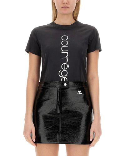 Courreges T-Shirt With Logo - Black