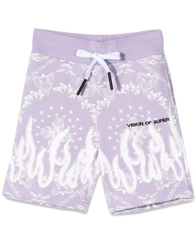Vision Of Super Lilac Shorts Kids With Bandana Print - Purple