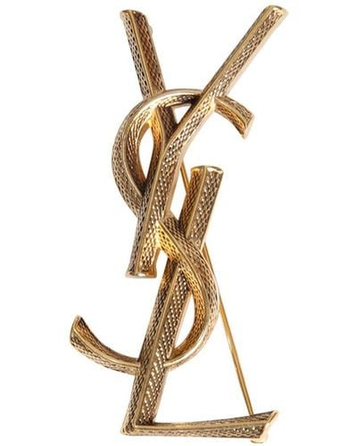 Saint Laurent Brooch Opyum Ysl Snake - Metallic