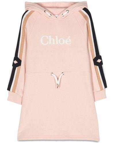 Chloé Hooded Dress With Logo - Pink