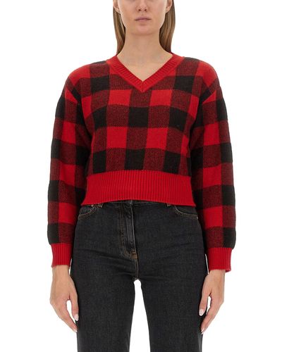 Moschino Jeans V-Neck Sweater - Red