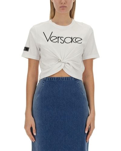 Versace "Safety Pin" Logo T-Shirt - Blue