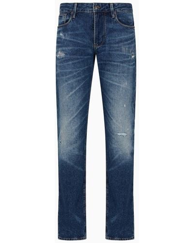 Emporio Armani Jeans J06 Slim Fit In Denim Stretch Effetto Used - Blu